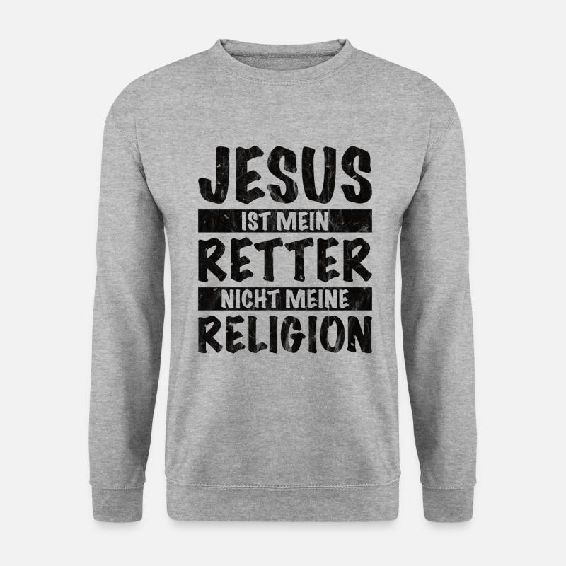Jesus ist mein Retter nicht meine Religion - Unisex Pullover - Weißgrau meliert
