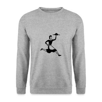 kellnerin - Unisex Pullover - Weißgrau meliert - Vorne - Alina (178cm) & Michal (187cm)