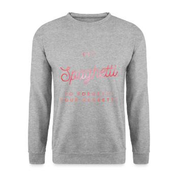 manger des spaghettis pour oublier vos regrettés - Sweat-shirt Unisexe - gris chiné - Devant - Alina (178cm) & Michal (187cm)