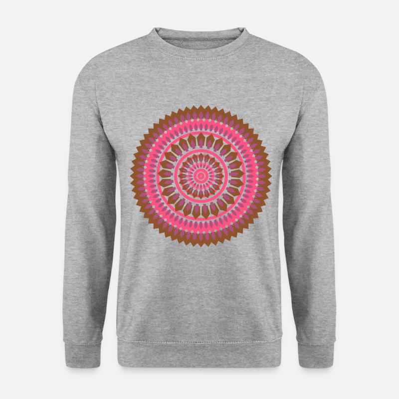 mandala pink lila - Unisex Pullover - Weißgrau meliert