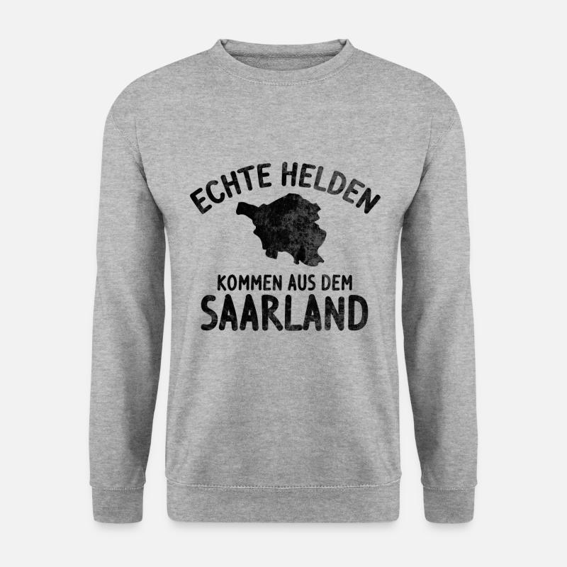 Echte Helden kommen aus dem Saarland Saarländer - Unisex Pullover - Weißgrau meliert