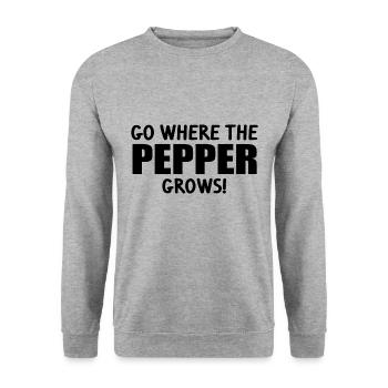 Go where the pepper grows Anglizsimen Denglisch - Unisex Sweatshirt - salt & pepper - Front - Alina (178cm) & Michal (187cm)