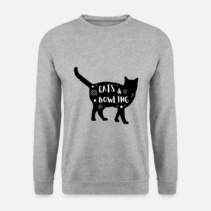 Katzen & Bowling - Unisex Pullover - Weißgrau meliert