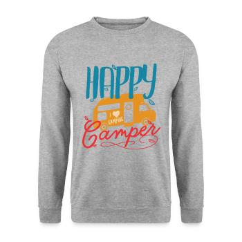 Happy Camper Blätter Abenteuer Wohnmobil Geschenk - Sweat-shirt Unisexe - gris chiné - Devant - Alina (178cm) & Michal (187cm)