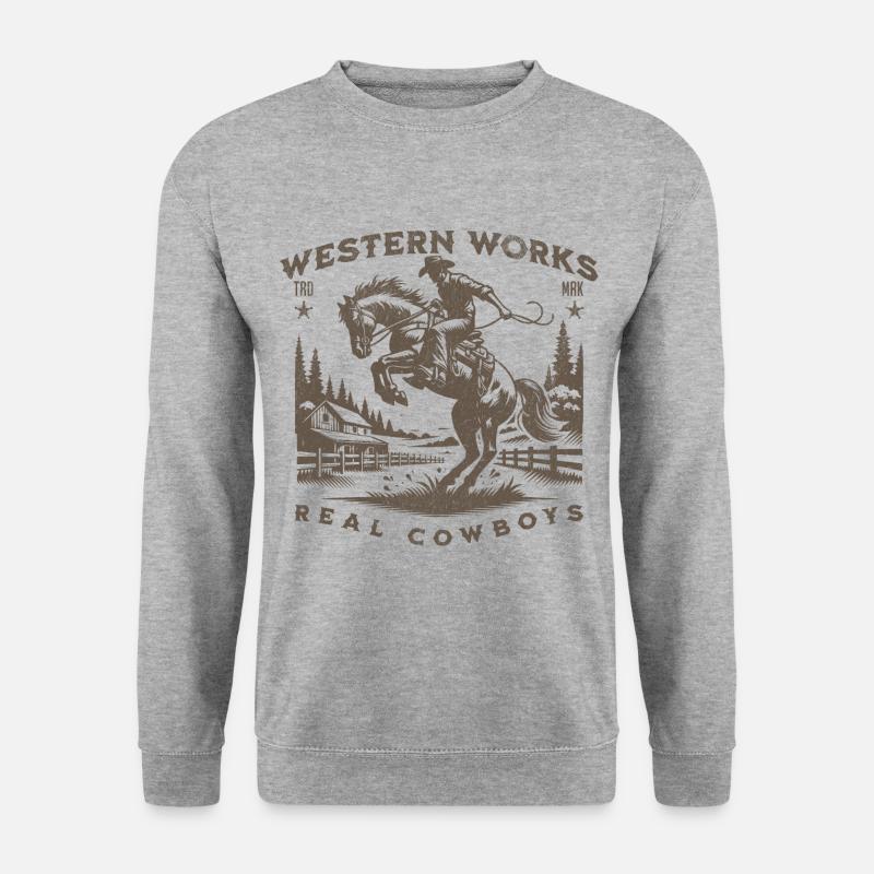 Western works real cowboy western reiten - Unisex Pullover - Weißgrau meliert