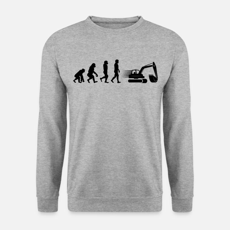 Bagger Bagger Operator Evolution Lustig - Unisex Pullover - Weißgrau meliert