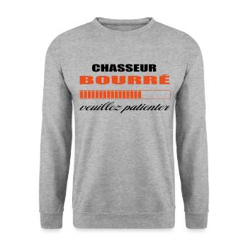 CHASSEUR bourré HUMOUR - Sweat-shirt Unisexe - gris chiné - Devant - Alina (178cm) & Michal (187cm)