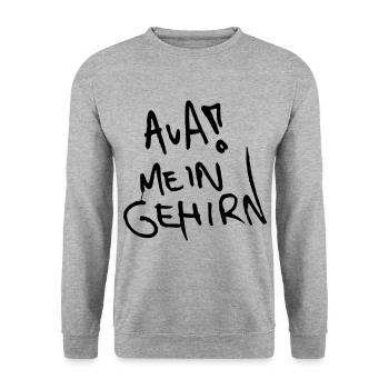 AUA Mein Gehirn Universalmotiv - Unisex Pullover - Weißgrau meliert - Vorne - Alina (178cm) & Michal (187cm)
