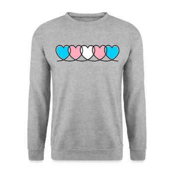 Transgender Herzen transsexuell trans* Herz trans - Unisex Pullover - Weißgrau meliert - Vorne - Alina (178cm) & Michal (187cm)