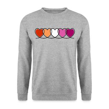 LGBTQ Pride Lesbian Heart Lesbian Flag Lesbian - Sweat-shirt Unisexe - gris chiné - Devant - Alina (178cm) & Michal (187cm)