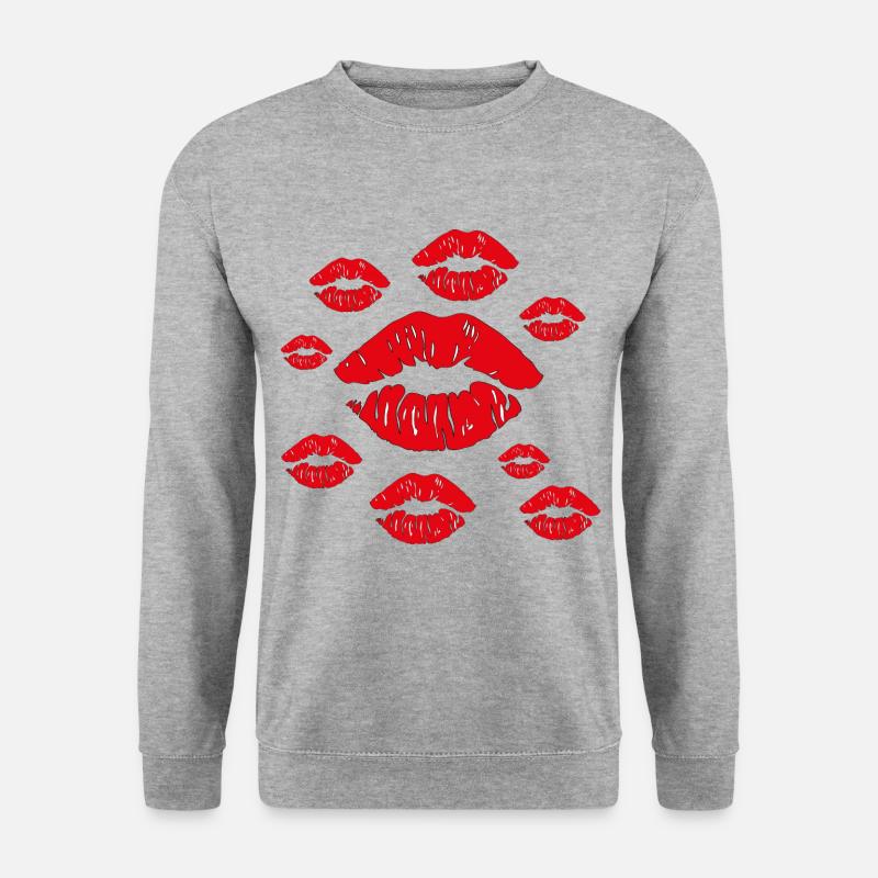 Kisses - Unisex Pullover - Weißgrau meliert