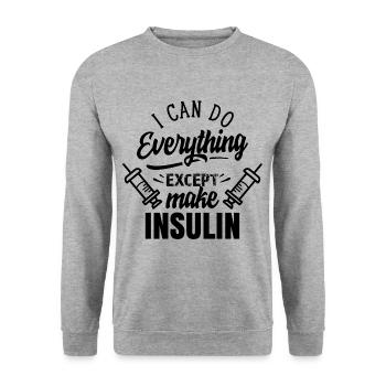 Ich Kann Alles Machen Außer Insulin Herstellen - Unisex Pullover - Weißgrau meliert - Vorne - Alina (178cm) & Michal (187cm)