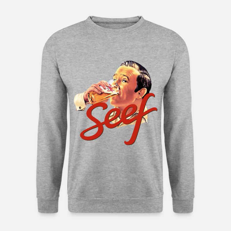 Seef Logo rot - Unisex Pullover - Weißgrau meliert