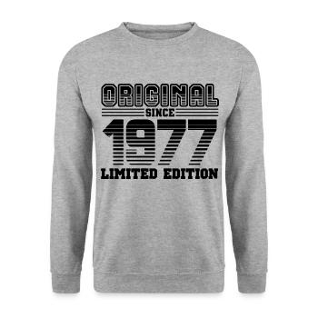 1977 - Unisex Pullover - Weißgrau meliert - Vorne - Alina (178cm) & Michal (187cm)