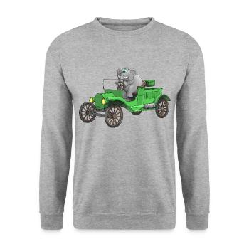 Vintage car cartoon funny - Unisex Sweatshirt - salt & pepper - Front - Alina (178cm) & Michal (187cm)