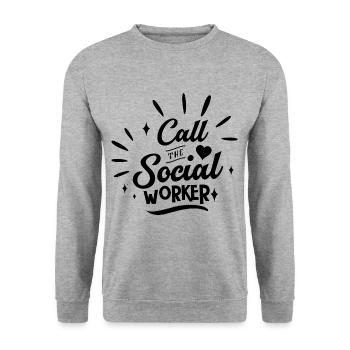 Call The Social Worker Saying Social Work Profession - Unisex Sweatshirt - salt & pepper - Front - Alina (178cm) & Michal (187cm)