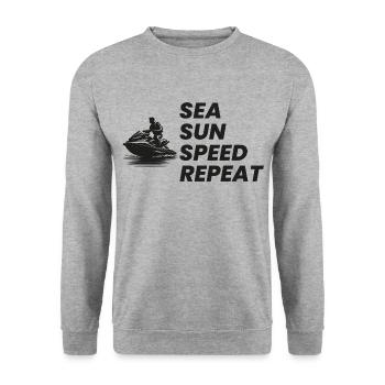 Jet ski Aventure en mer Vitesse Sports nautiques Plaisir - Sweat-shirt Unisexe - gris chiné - Devant - Alina (178cm) & Michal (187cm)