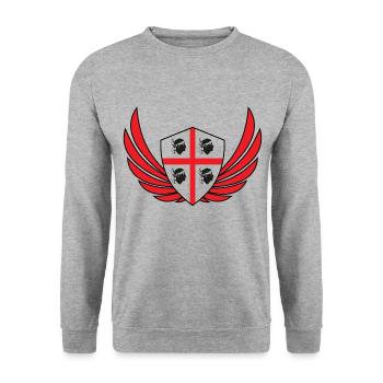 Sardinien Flagge Flügel Sardisch Italien Geschenk- - Unisex Pullover - Weißgrau meliert - Vorne - Alina (178cm) & Michal (187cm)