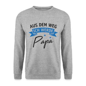 Aus dem Weg ich werde Papa Sohn Tochter Baby - Unisex Pullover - Weißgrau meliert - Vorne - Alina (178cm) & Michal (187cm)