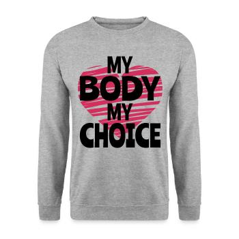 Mon corps Ma décision - Sweat-shirt Unisexe - gris chiné - Devant - Alina (178cm) & Michal (187cm)
