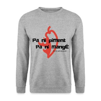 Pa Ni Piment Pa Ni Mangé - Sweat-shirt Unisexe - gris chiné - Devant - Alina (178cm) & Michal (187cm)