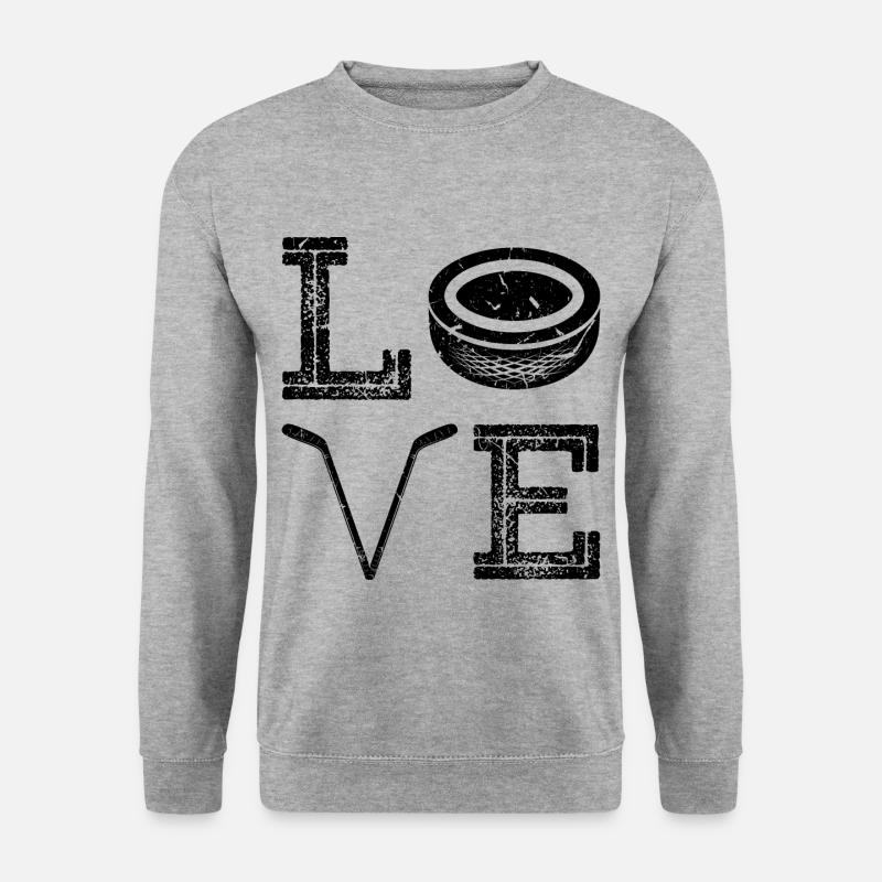 Distressed Vintage Eishockey - Unisex Pullover - Weißgrau meliert