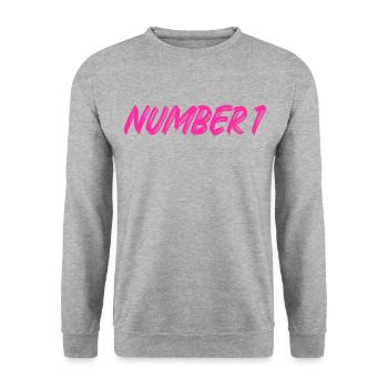 Number 1 - one - first - first - 1 - number 1 - Unisex Sweatshirt - salt & pepper - Front - Alina (178cm) & Michal (187cm)