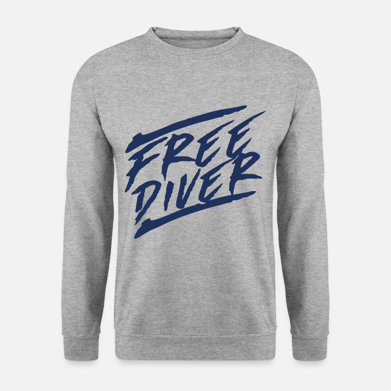 Ich bin Freitaucher Apnoe Free Diving Freitauchen - Unisex Pullover - Weißgrau meliert