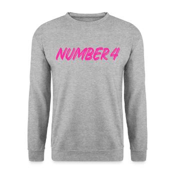 Numéro 4 - quatre - quatrième - quatrième - 4 - numéro 4 - Sweat-shirt Unisexe - gris chiné - Devant - Alina (178cm) & Michal (187cm)