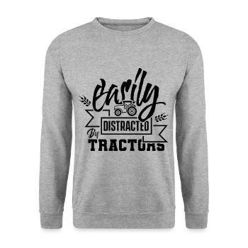 Slightly Distracted From Tractors Trecker Tractor - Unisex Sweatshirt - salt & pepper - Front - Alina (178cm) & Michal (187cm)