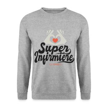 Super Infirmière l unique cadeau infirmiere - Sweat-shirt Unisexe - gris chiné - Devant - Alina (178cm) & Michal (187cm)