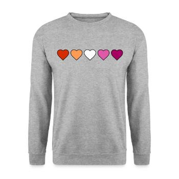 LGBTQ Pride Lesbian Heart Lesbian Flag Lesbian - Sweat-shirt Unisexe - gris chiné - Devant - Alina (178cm) & Michal (187cm)