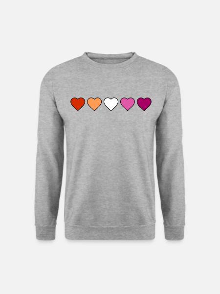 LGBTQ Pride Lesbe Herzen lesbische Flagge Lesbisch - Unisex Pullover - Weißgrau meliert