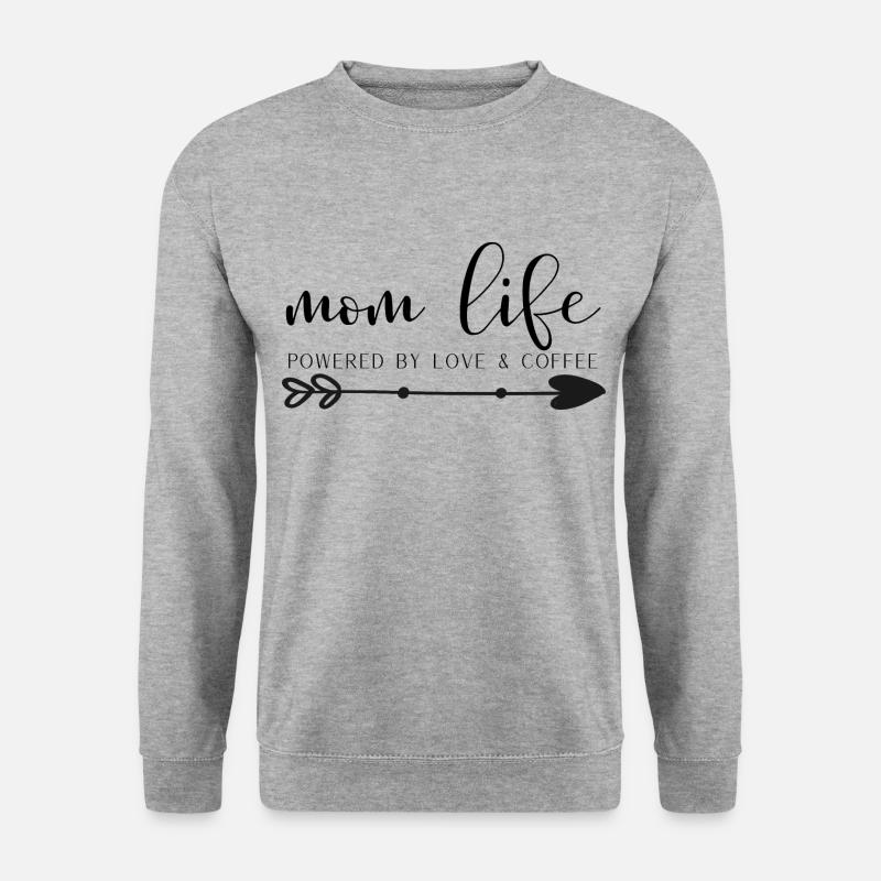 mom life - powered by love&coffee | Mama | minimal - Unisex Pullover - Weißgrau meliert
