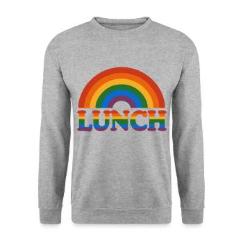 LGBTQ Regenbogen Mittagessen - Bunte Pride - Unisex Pullover - Weißgrau meliert - Vorne - Alina (178cm) & Michal (187cm)