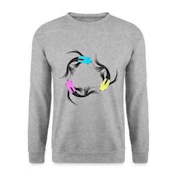 Fisch Koi Fantasy Fische Asien Japanische Kunst - Unisex Pullover - Weißgrau meliert - Vorne - Alina (178cm) & Michal (187cm)