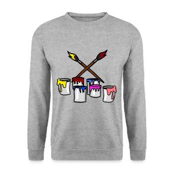 Pinsel Farbe Eimer Maler Künstler Graffiti Getto - Unisex Pullover - Weißgrau meliert - Vorne - Alina (178cm) & Michal (187cm)