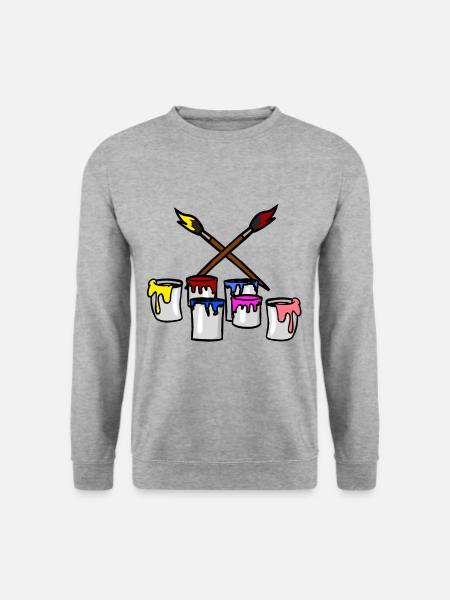 Pinsel Farbe Eimer Maler Künstler Graffiti Getto - Unisex Pullover - Weißgrau meliert
