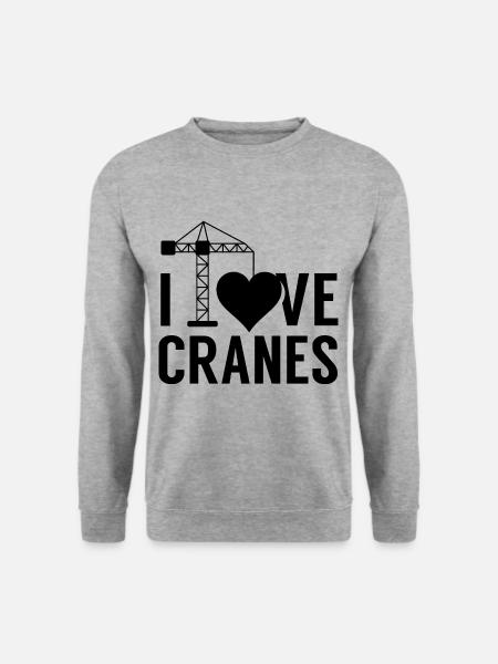 Ich liebe Krane Kranen Kran Kranführer Kranfahrer - Unisex Pullover - Weißgrau meliert
