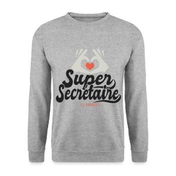 Super Secrétaire l unique cadeau Secretaire - Sweat-shirt Unisexe - gris chiné - Devant - Alina (178cm) & Michal (187cm)
