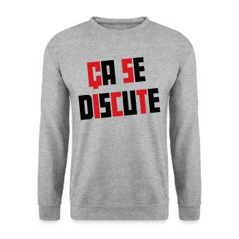 ca se discute - Sweat-shirt Unisexe - gris chiné - Devant - Alina (178cm) & Michal (187cm)