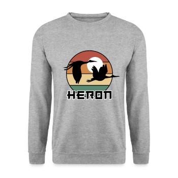 Retro Heron - Unisex Sweatshirt - salt & pepper - Front - Alina (178cm) & Michal (187cm)