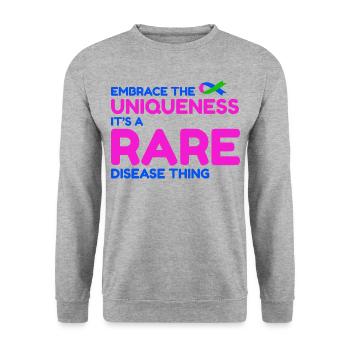 Une maladie rare unique en son genre : sensibiliser le public - Sweat-shirt Unisexe - gris chiné - Devant - Alina (178cm) & Michal (187cm)