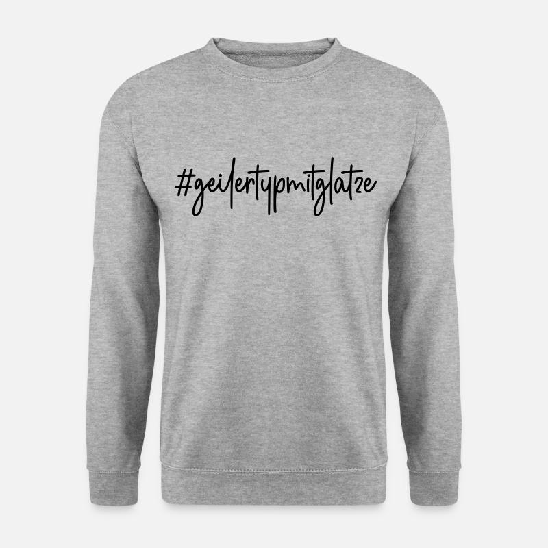 #geilertypmitglatze # geiler Typ mit Glatze - Unisex Pullover - Weißgrau meliert