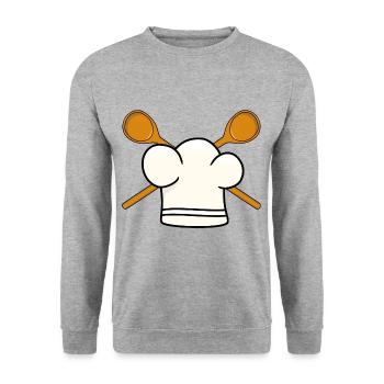 Koch Kochmütze Kochlöffel Restaurant kochen - Unisex Pullover - Weißgrau meliert - Vorne - Alina (178cm) & Michal (187cm)