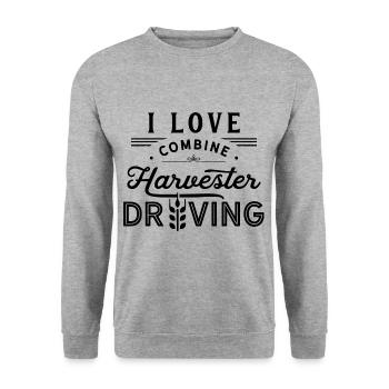 J’aime la moissonneuse-batteuse conducteur de moissonneuse-batteuse - Sweat-shirt Unisexe - gris chiné - Devant - Alina (178cm) & Michal (187cm)