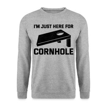 Cornhole Bean Bag Toss Outdoor Lawn Spiel lustig - Unisex Pullover - Weißgrau meliert - Vorne - Alina (178cm) & Michal (187cm)