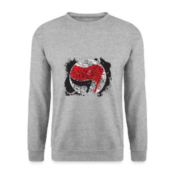 antifa flagge fcknzs - Unisex Pullover - Weißgrau meliert - Vorne - Alina (178cm) & Michal (187cm)