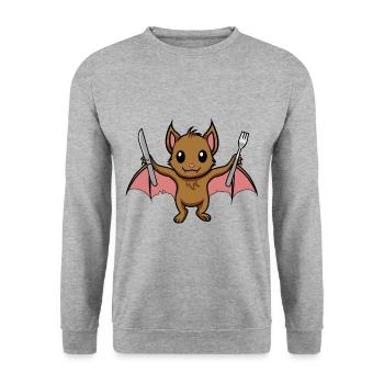 Mignon bébé chauve-souris Faim Repas - Sweat-shirt Unisexe - gris chiné - Devant - Alina (178cm) & Michal (187cm)