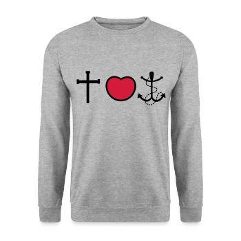 Foi amour espoir - Sweat-shirt Unisexe - gris chiné - Devant - Alina (178cm) & Michal (187cm)